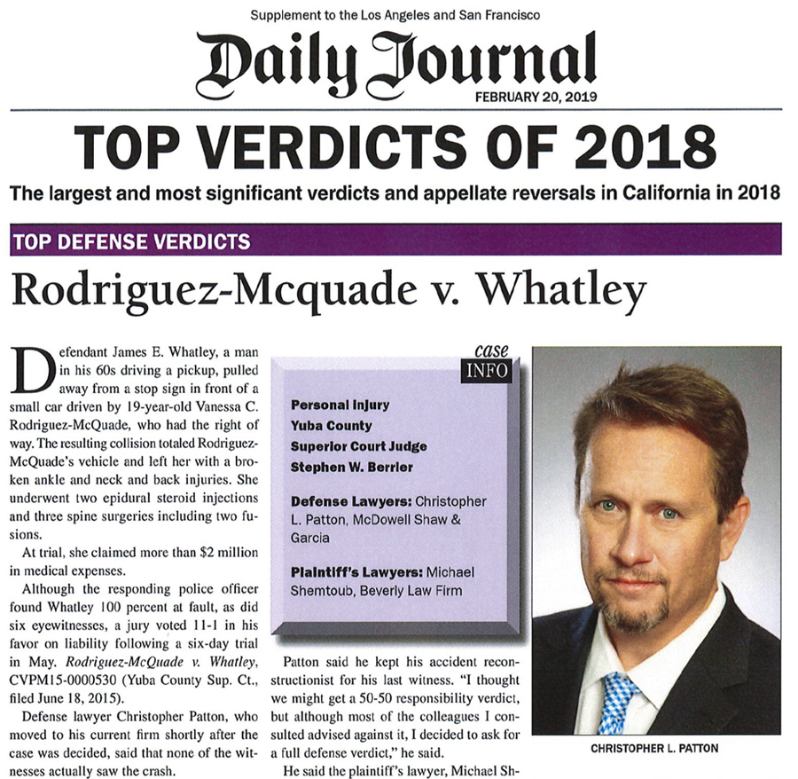 News article Patton TOP Verdicts of 2018